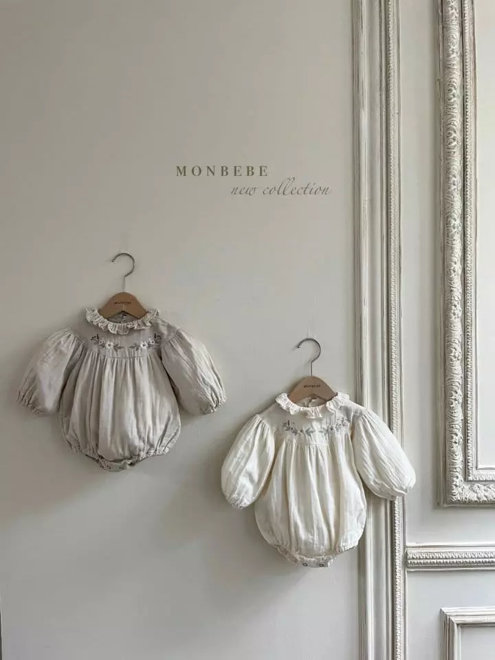 Monbebe - Korean Baby Fashion - #smilingbaby - Embroidery Ellder Bodysuit - 2
