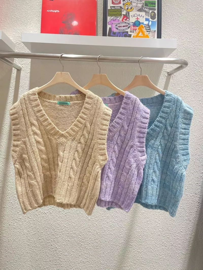 Monosenso - Korean Women Fashion - #momslook - Twist Knit Vest - 12
