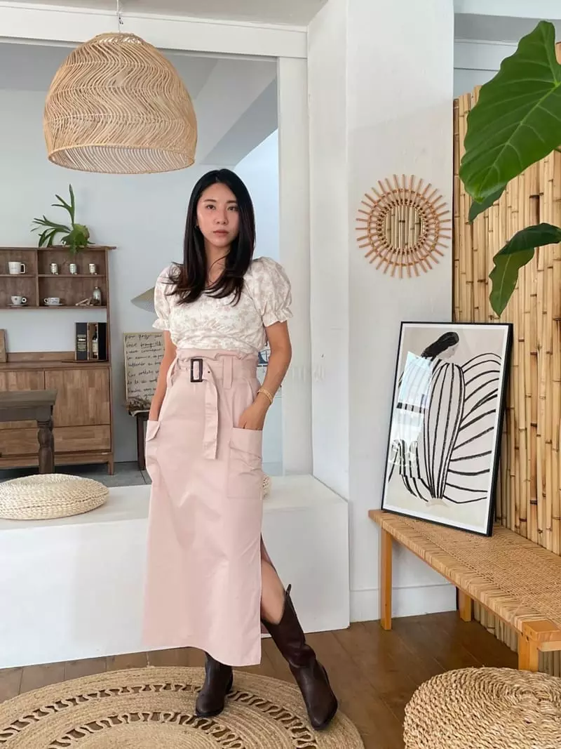Monosenso - Korean Women Fashion - #momslook - Flower Puff Ribbon Blouse