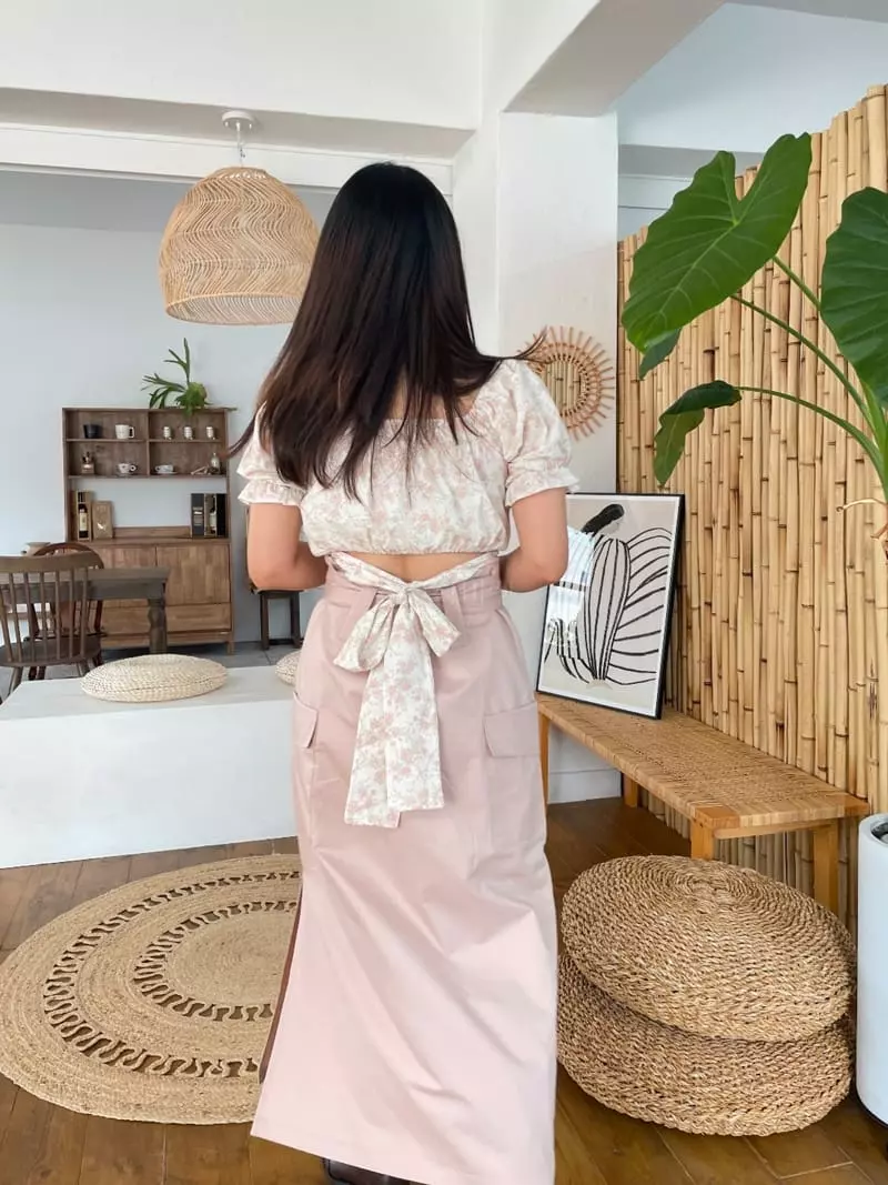 Monosenso - Korean Women Fashion - #momslook - Flower Puff Ribbon Blouse - 5