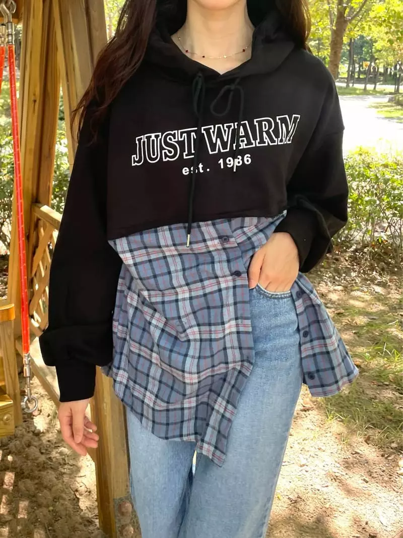 Monosenso - Korean Women Fashion - #momslook - Check Hoody