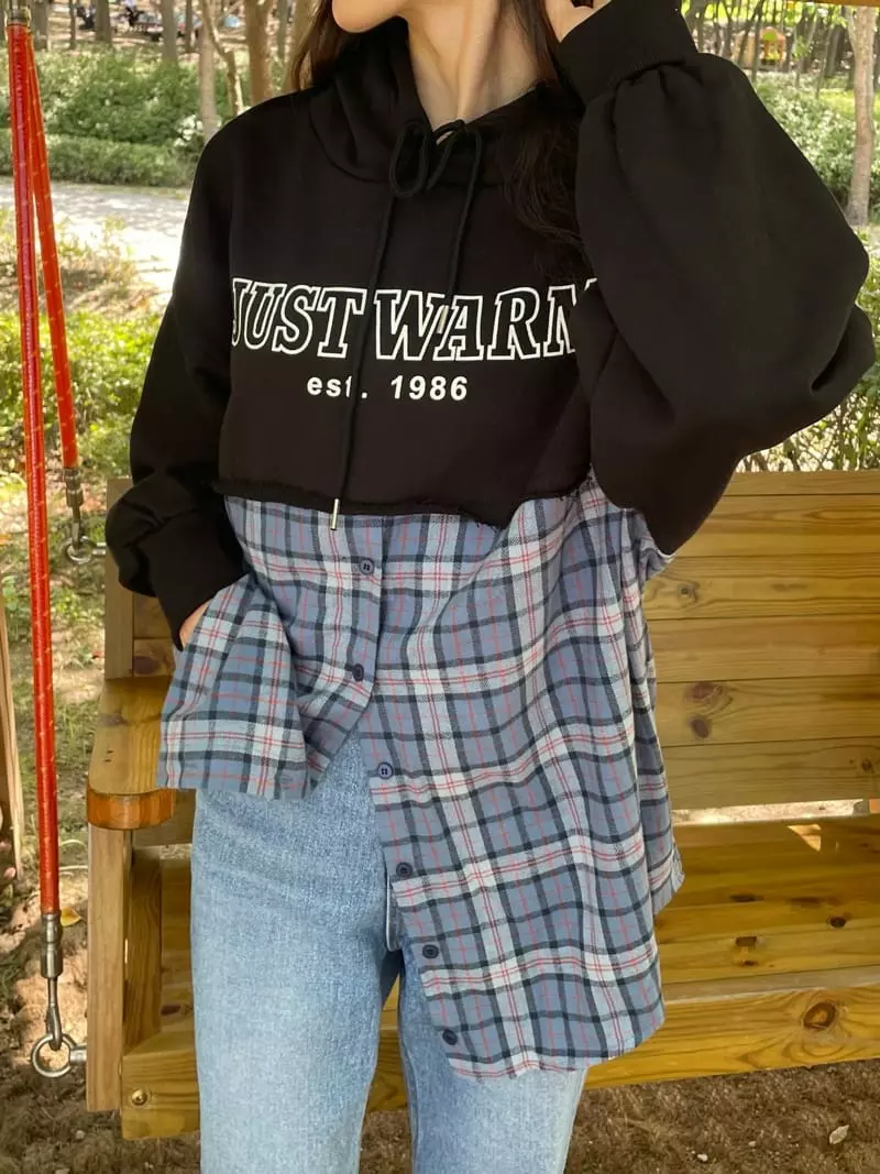 Monosenso - Korean Women Fashion - #momslook - Check Hoody - 5