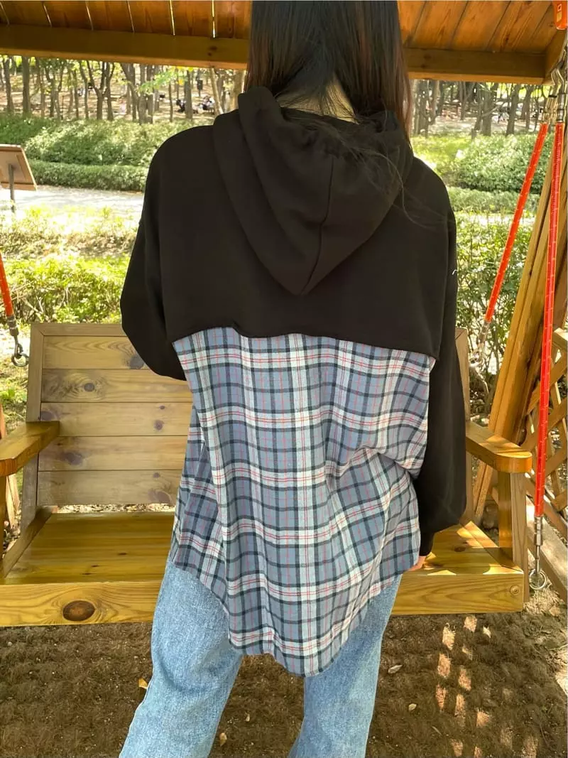 Monosenso - Korean Women Fashion - #momslook - Check Hoody - 7