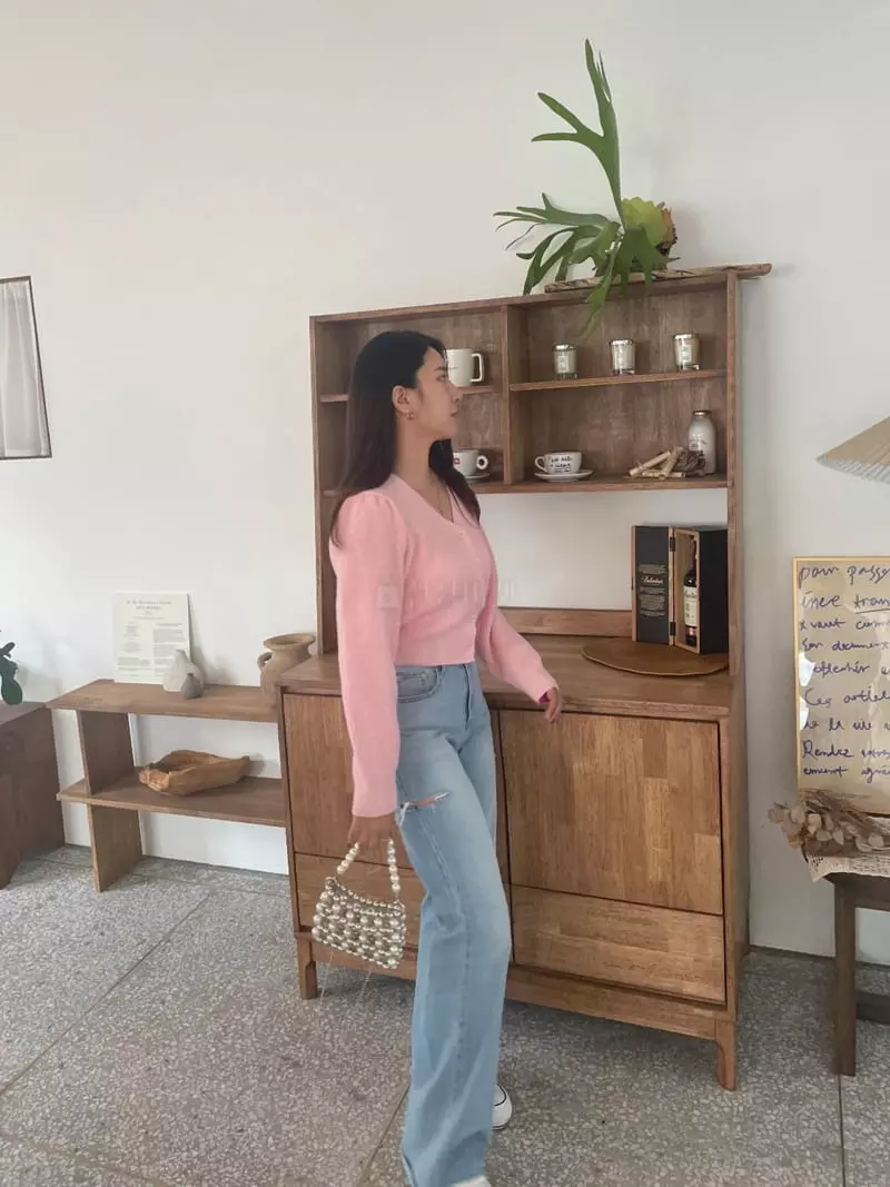 Monosenso - Korean Women Fashion - #momslook - V Neck Crop Cardigan - 2