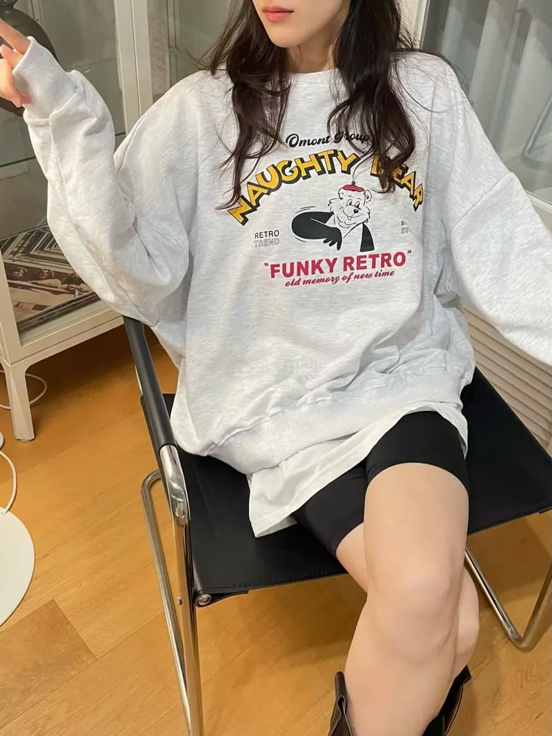 Monosenso - Korean Women Fashion - #momslook - Bear Boxy Sweatshirt