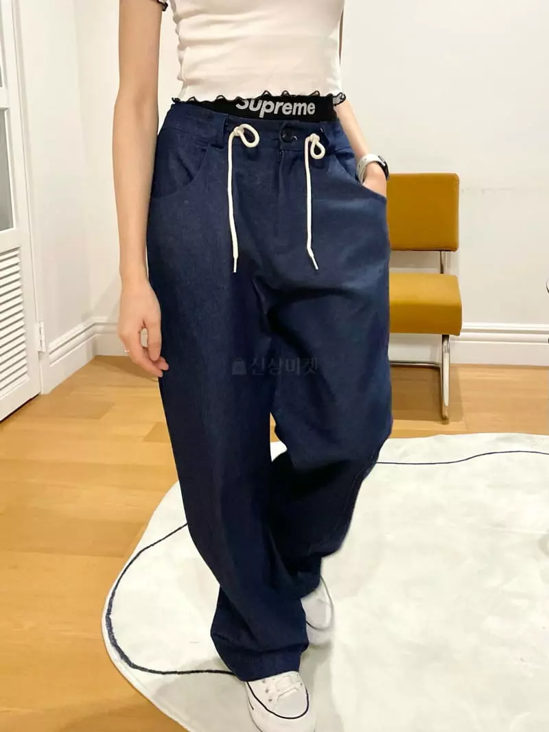Monosenso - Korean Women Fashion - #momslook - Denim String Wide Pants - 10