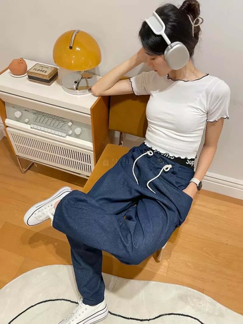 Monosenso - Korean Women Fashion - #momslook - Denim String Wide Pants - 8