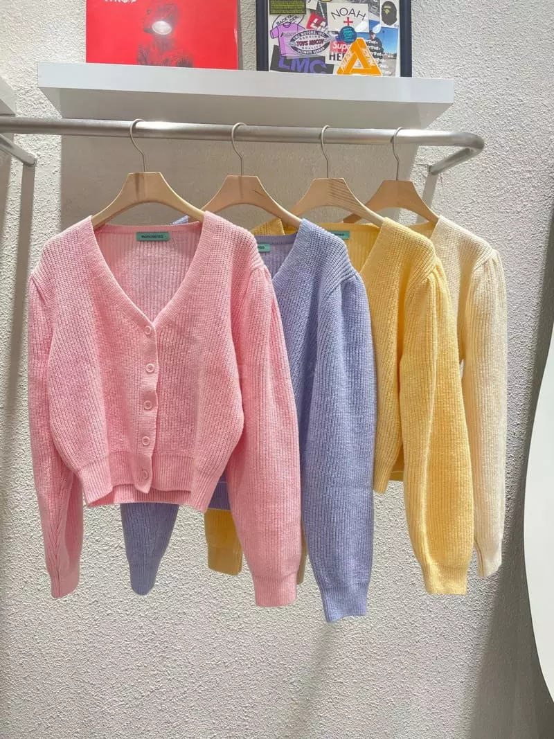 Monosenso - Korean Women Fashion - #pursuepretty - V Neck Crop Cardigan - 8