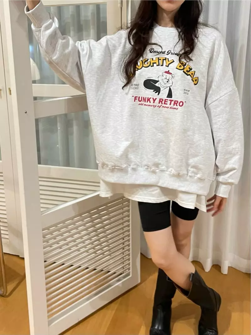 Monosenso - Korean Women Fashion - #pursuepretty - Bear Boxy Sweatshirt - 5
