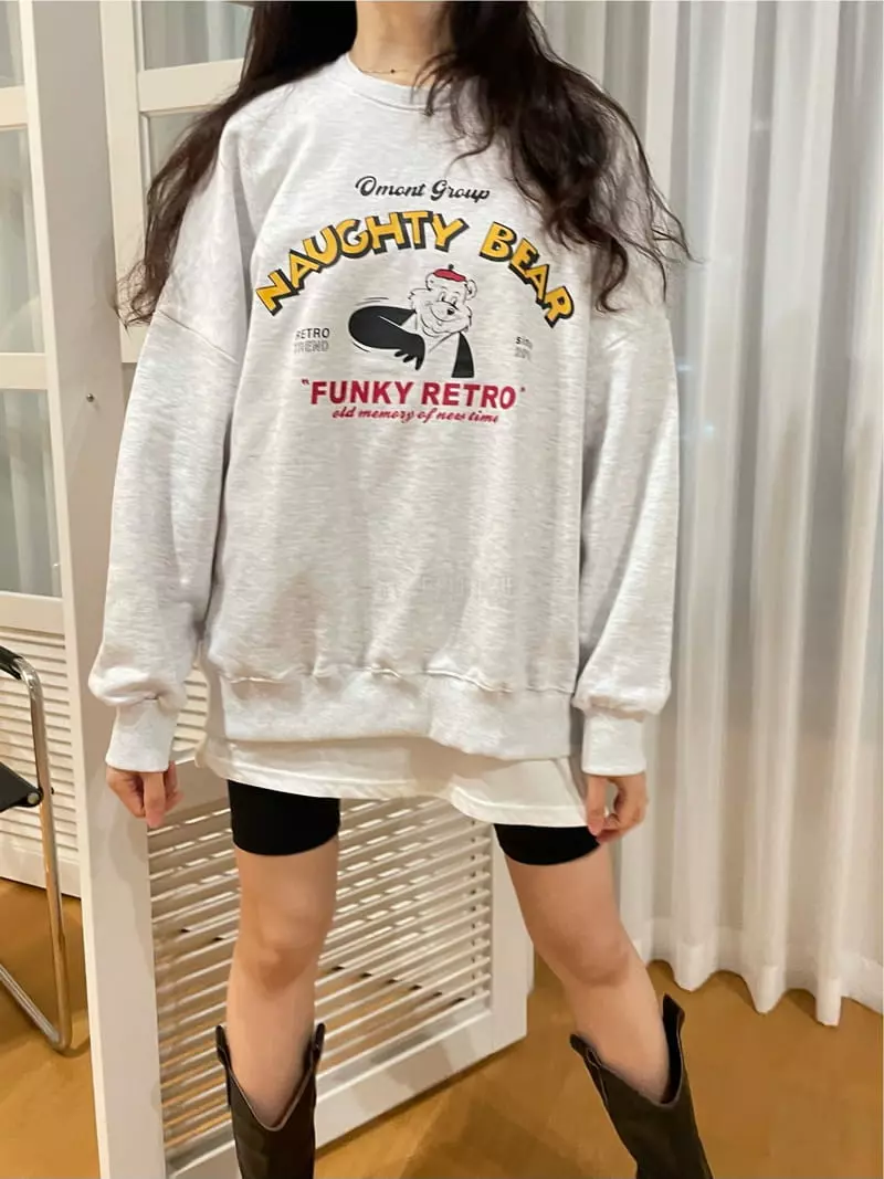 Monosenso - Korean Women Fashion - #restrostyle - Bear Boxy Sweatshirt - 6