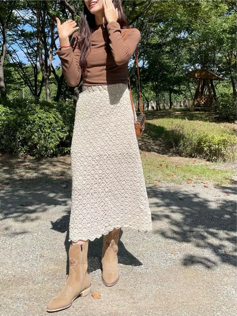 Monosenso - Korean Women Fashion - #restrostyle - Lace Long Skirt - 2