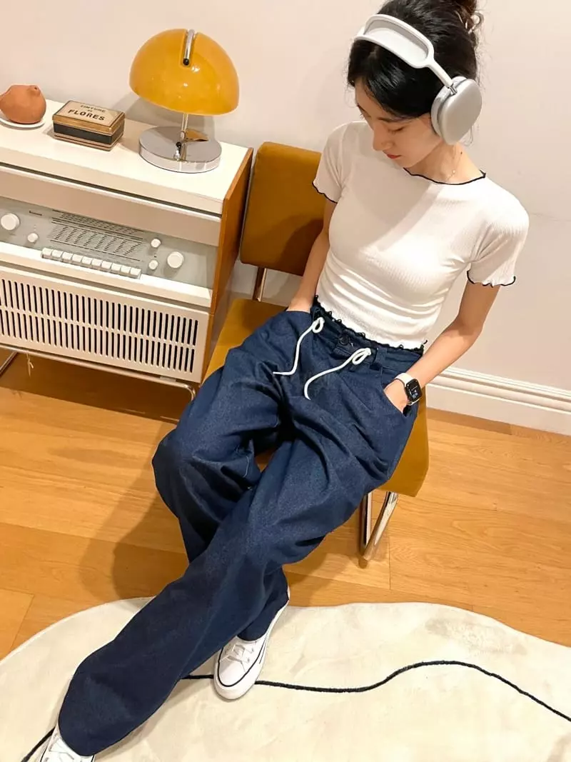 Monosenso - Korean Women Fashion - #restrostyle - Denim String Wide Pants