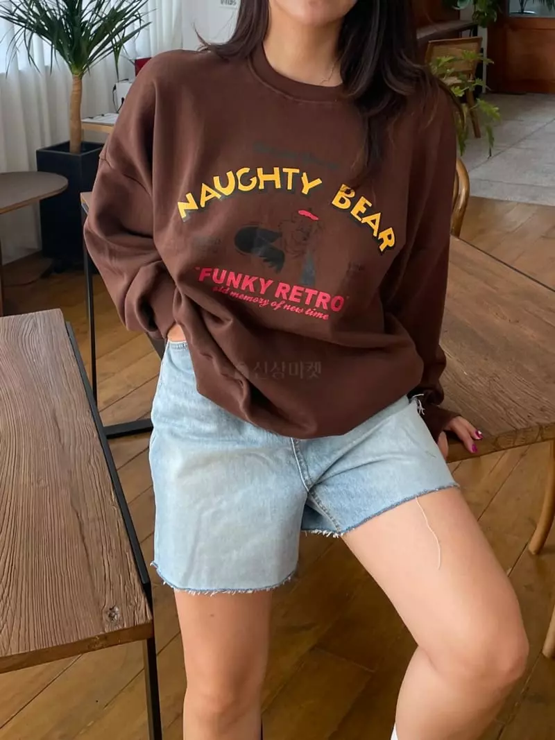 Monosenso - Korean Women Fashion - #romanticstyle - Bear Boxy Sweatshirt - 7