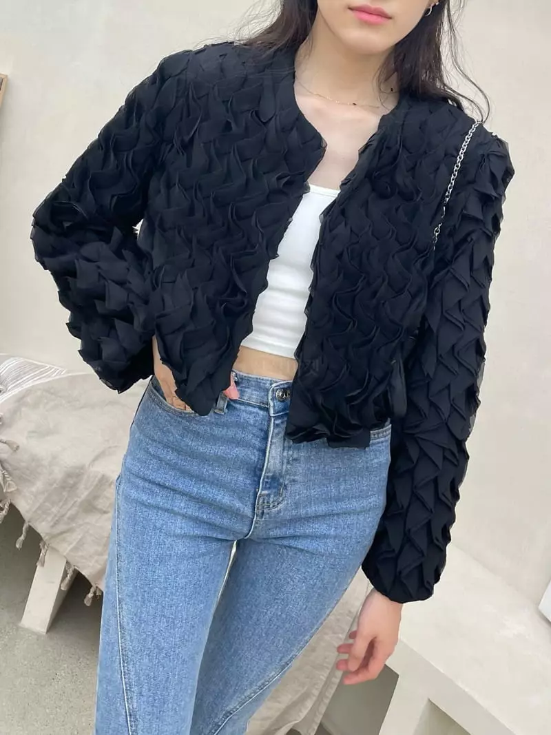 Monosenso - Korean Women Fashion - #romanticstyle - Wave Frill Jacket - 6