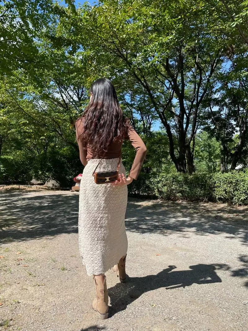 Monosenso - Korean Women Fashion - #romanticstyle - Lace Long Skirt - 4