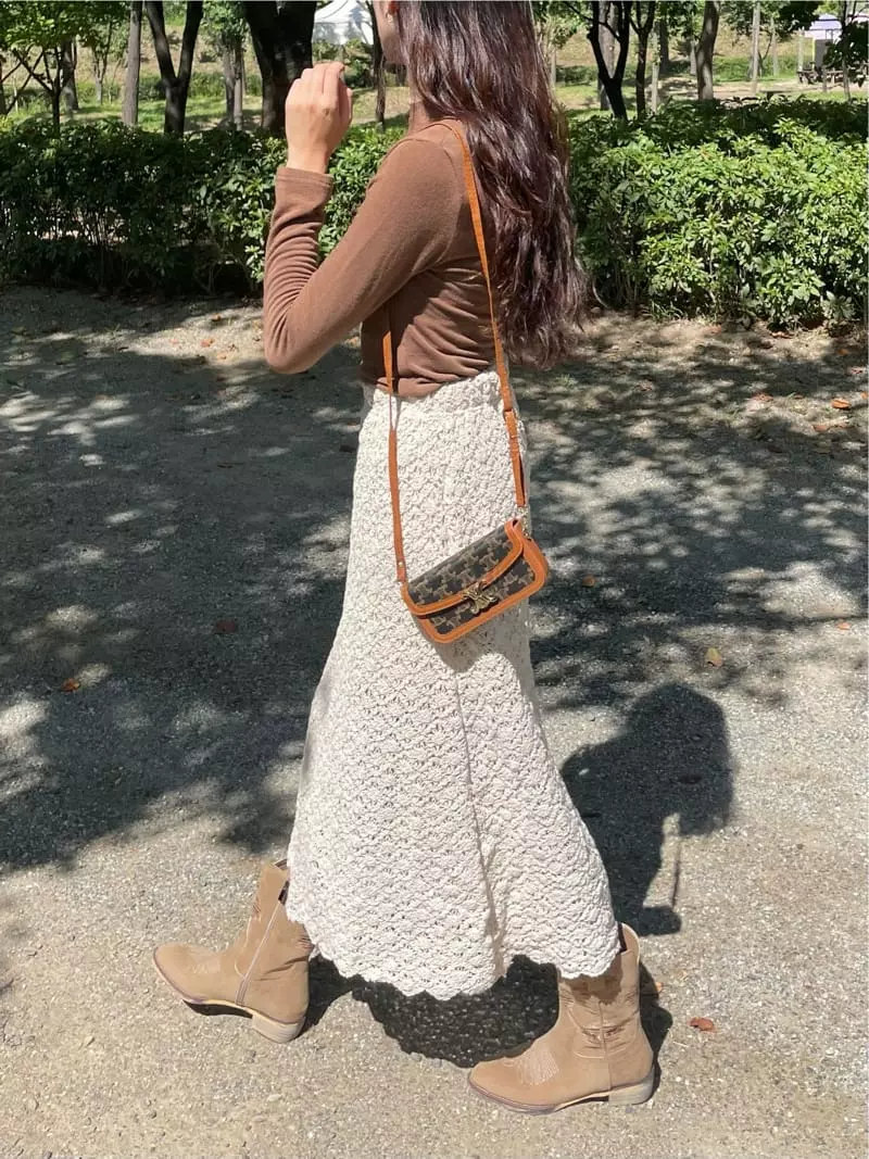 Monosenso - Korean Women Fashion - #thatsdarling - Lace Long Skirt - 5