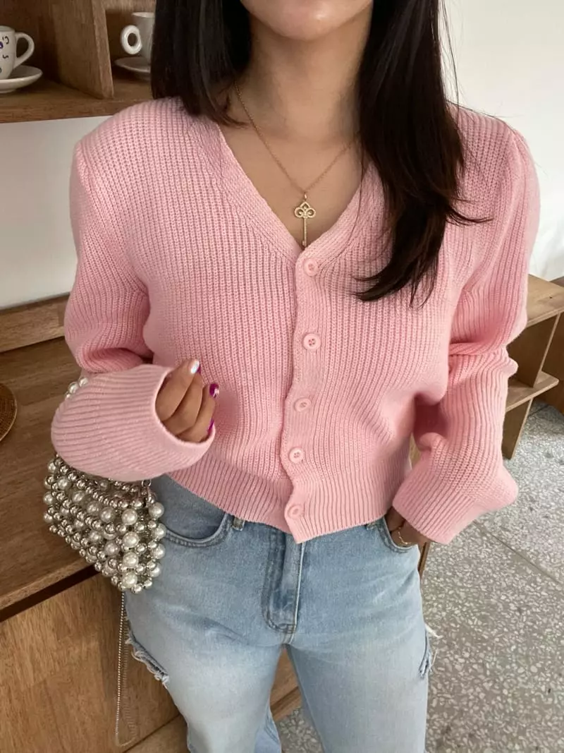 Monosenso - Korean Women Fashion - #vintagekidsstyle - V Neck Crop Cardigan - 7