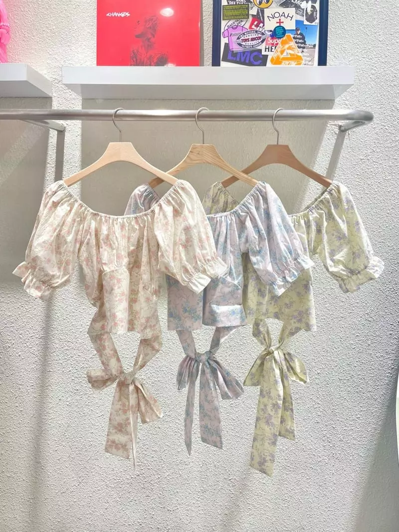 Monosenso - Korean Women Fashion - #womensfashion - Flower Puff Ribbon Blouse - 8