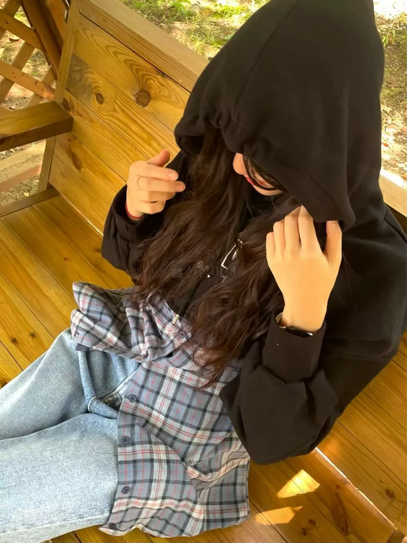 Monosenso - Korean Women Fashion - #momslook - Check Hoody - 4