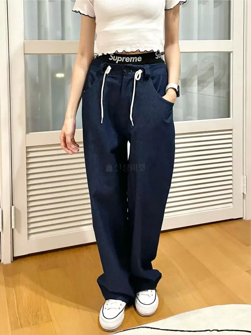 Monosenso - Korean Women Fashion - #womensfashion - Denim String Wide Pants - 9