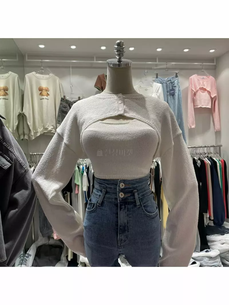 Monroe - Korean Women Fashion - #momslook - Half Moon Cardigan Set