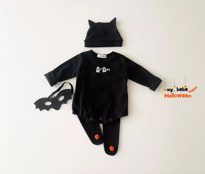My Bebe - Korean Baby Fashion - #babyclothing - Bebe Halloween Bodysuit with Bonnet - 3