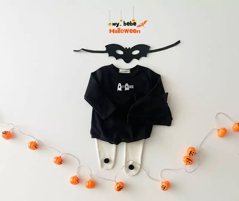 My Bebe - Korean Baby Fashion - #babyclothing - Bebe Halloween Bodysuit with Bonnet - 4
