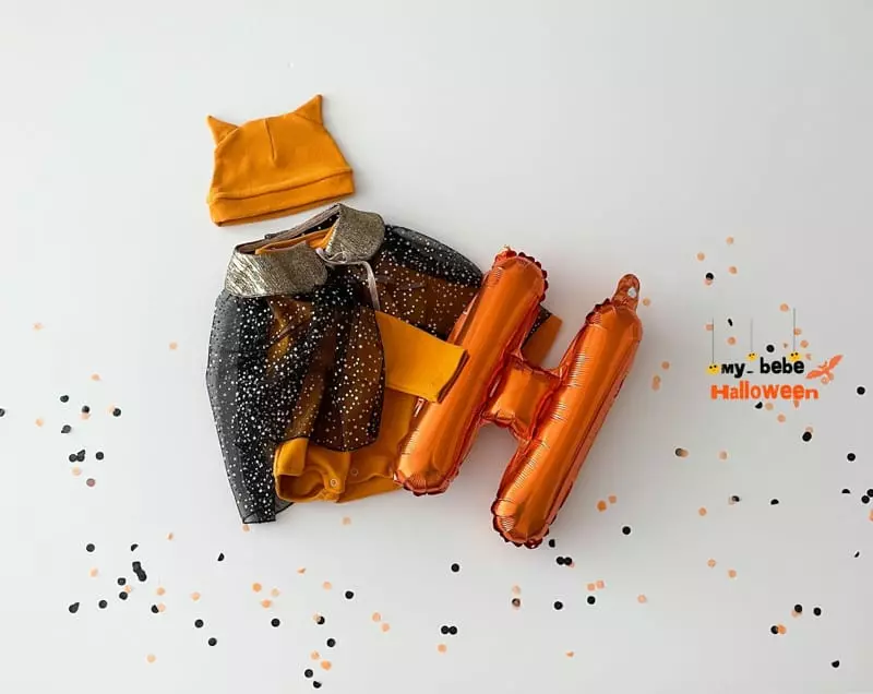 My Bebe - Korean Baby Fashion - #babyfashion - Bebe Pumpkin Bodysuit with Bonnet - 3