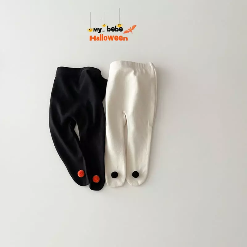 My Bebe - Korean Baby Fashion - #babyfashion - Halloween Pong Pong Foot Leggings - 2