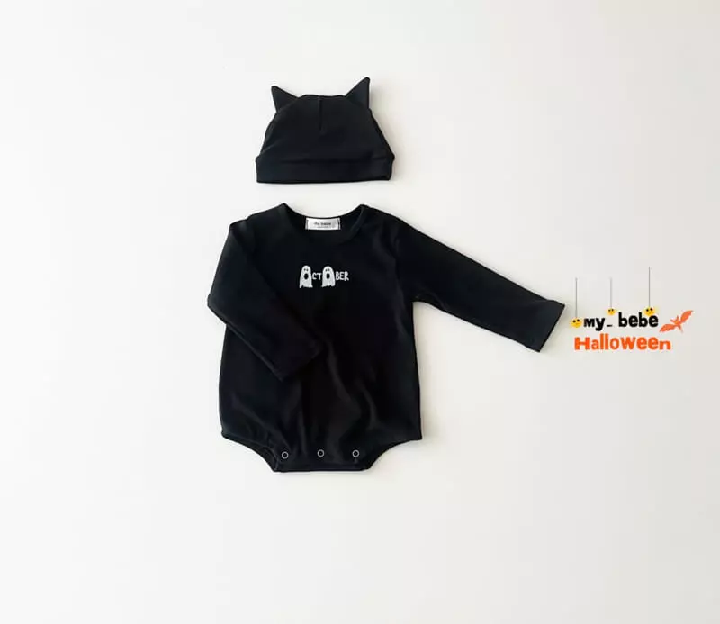 My Bebe - Korean Baby Fashion - #babyfever - Bebe Halloween Bodysuit with Bonnet - 5
