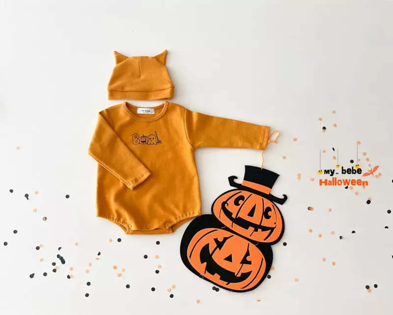 My Bebe - Korean Baby Fashion - #babyfashion - Bebe Pumpkin Bodysuit with Bonnet - 4