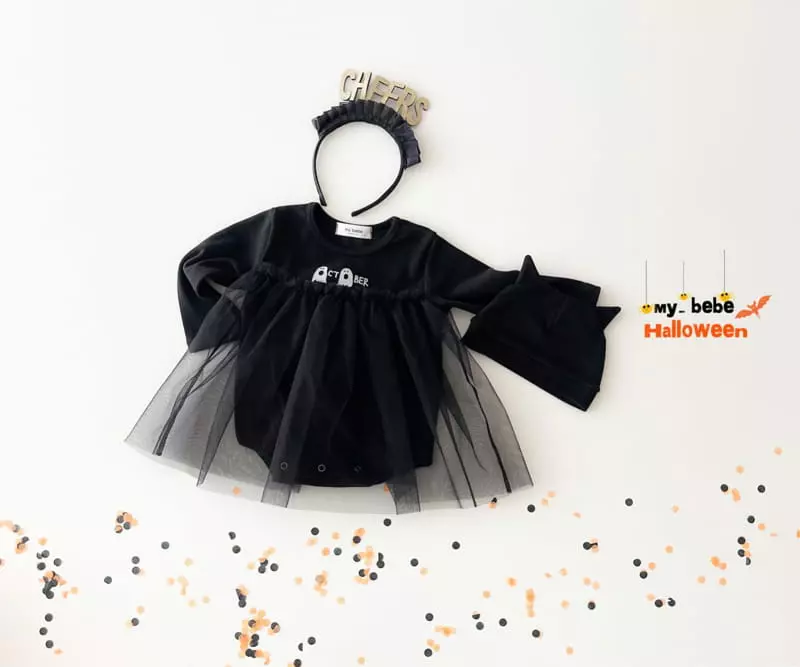My Bebe - Korean Baby Fashion - #babylifestyle - Bebe Halloween Sha Bodysuit with Bonnet - 8