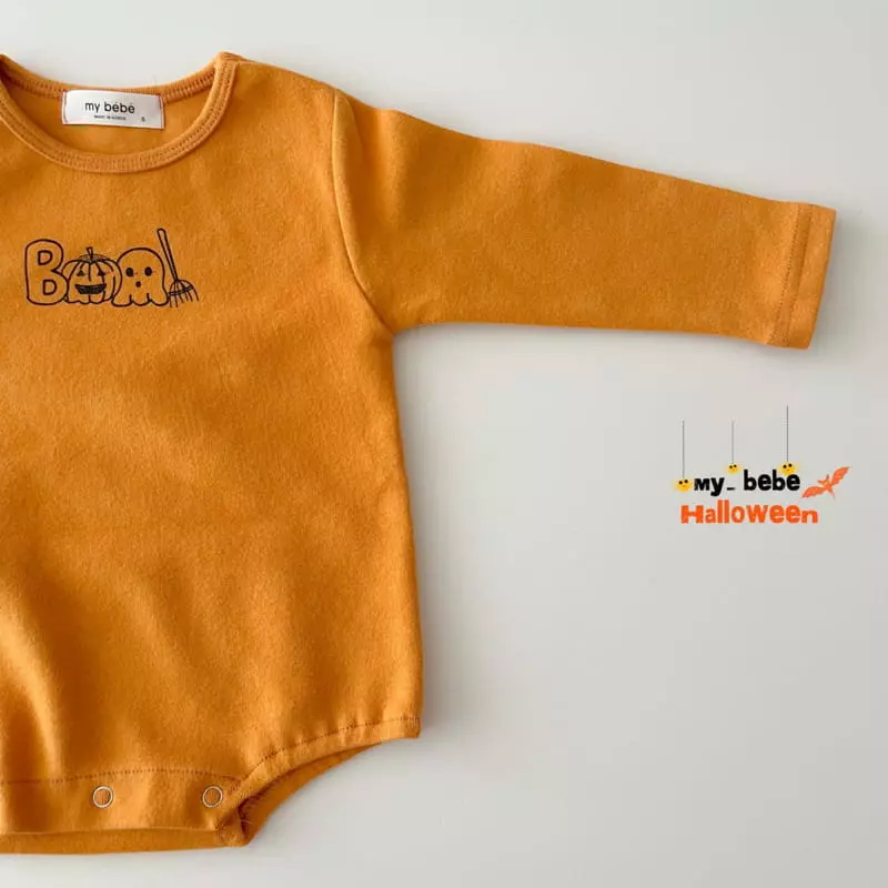 My Bebe - Korean Baby Fashion - #babyoninstagram - Bebe Pumpkin Bodysuit with Bonnet - 7