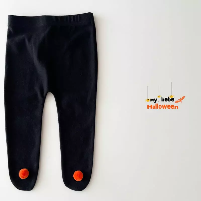My Bebe - Korean Baby Fashion - #babyoninstagram - Halloween Pong Pong Foot Leggings - 6