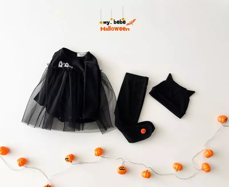 My Bebe - Korean Baby Fashion - #babyootd - Bebe Halloween Sha Bodysuit with Bonnet - 10