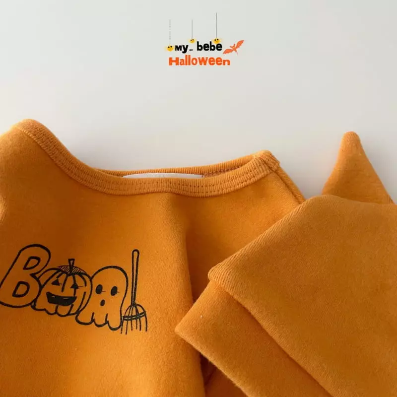 My Bebe - Korean Baby Fashion - #babyoutfit - Bebe Pumpkin Bodysuit with Bonnet - 9