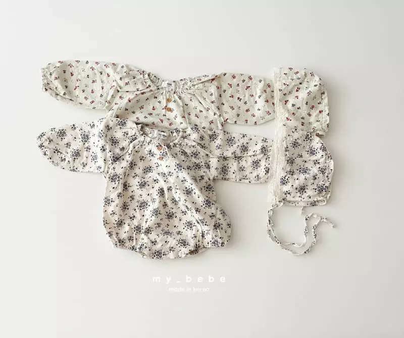 My Bebe - Korean Baby Fashion - #babyoutfit - Lolo Shirring Bodysuit Set - 2