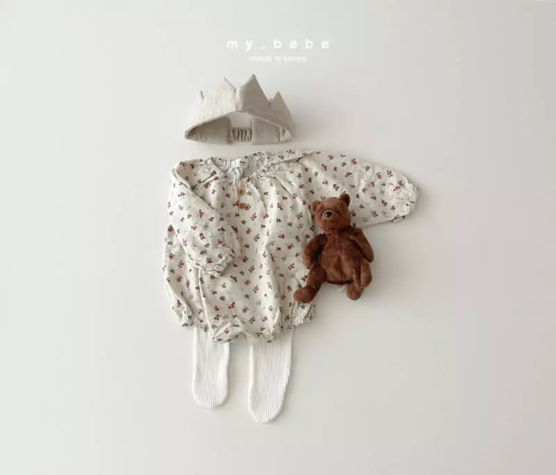My Bebe - Korean Baby Fashion - #onlinebabyshop - Lolo Shirring Bodysuit Set - 5