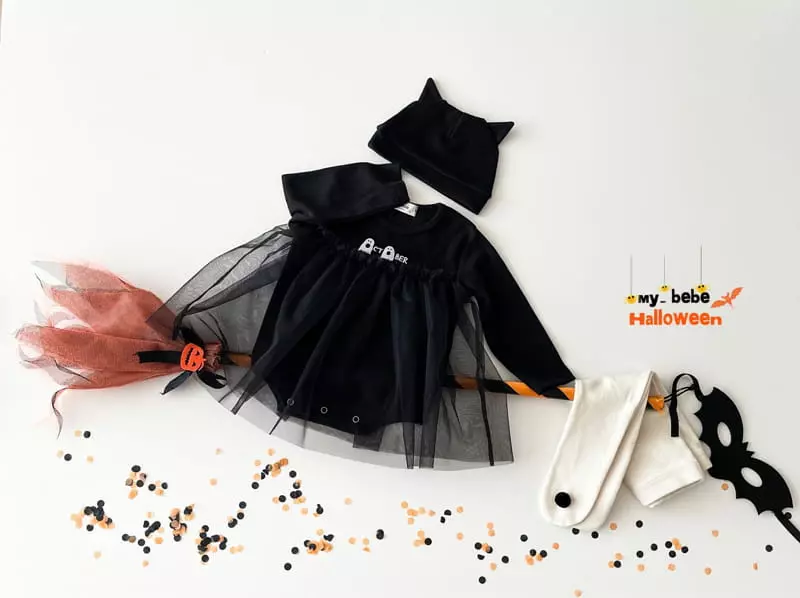 My Bebe - Korean Baby Fashion - #smilingbaby - Bebe Halloween Sha Bodysuit with Bonnet