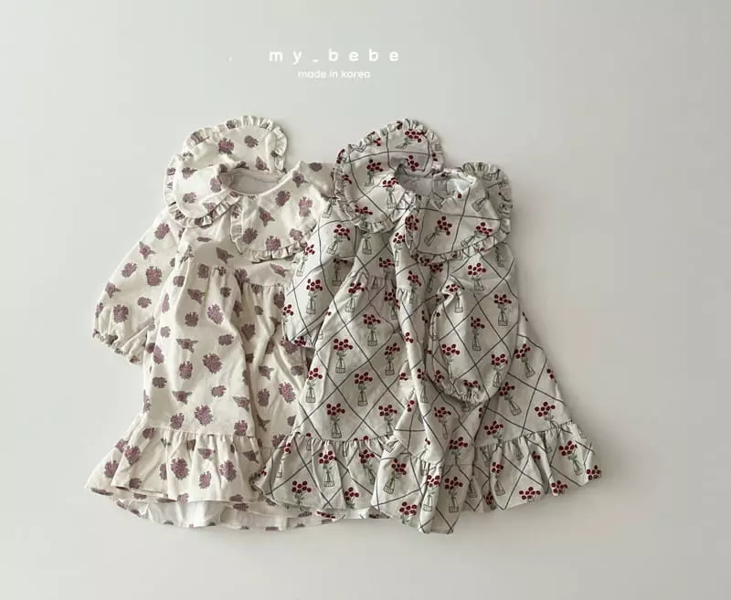 My Bebe - Korean Children Fashion - #Kfashion4kids - Frill Collar One-piece