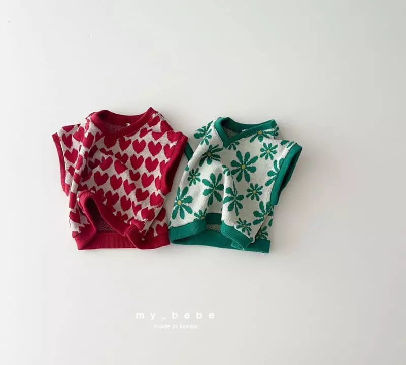My Bebe - Korean Children Fashion - #designkidswear - V Neck Jacquard Vest