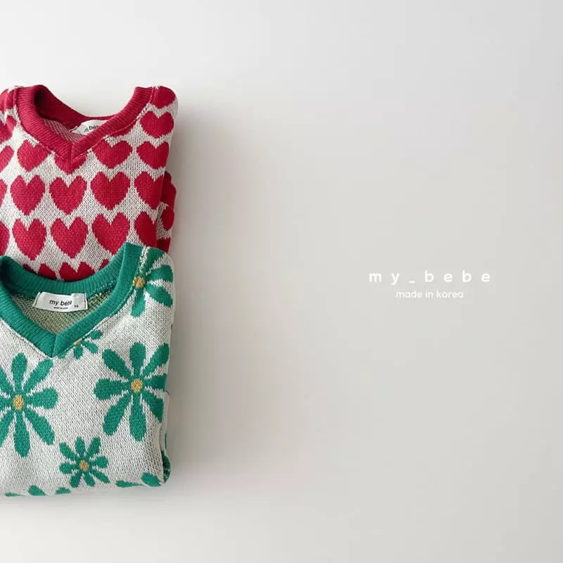 My Bebe - Korean Children Fashion - #fashionkids - V Neck Jacquard Vest - 3