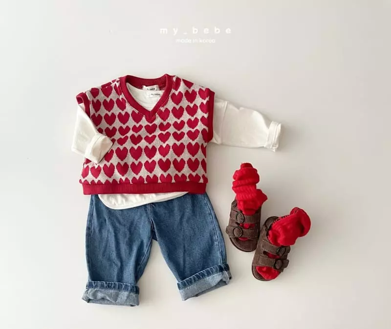 My Bebe - Korean Children Fashion - #kidzfashiontrend - V Neck Jacquard Vest - 6