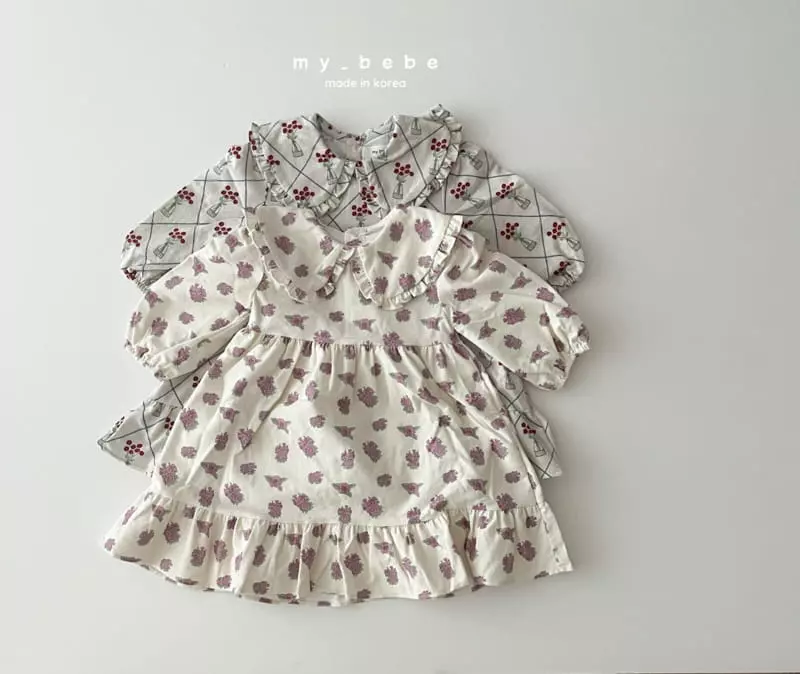 My Bebe - Korean Children Fashion - #littlefashionista - Frill Collar One-piece - 2