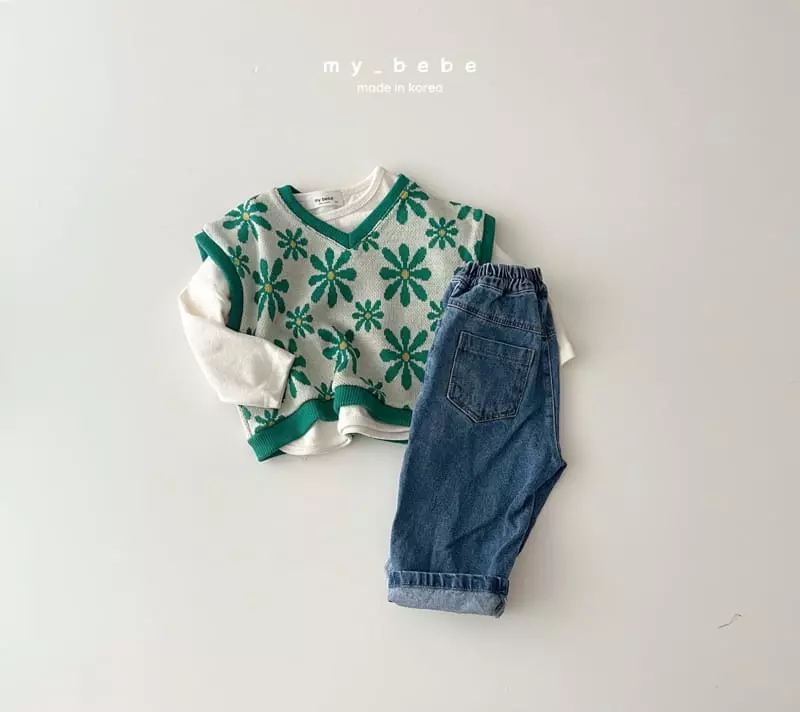 My Bebe - Korean Children Fashion - #todddlerfashion - V Neck Jacquard Vest - 12