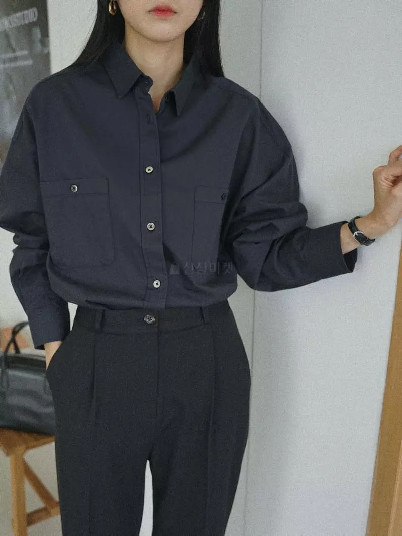 Nan - Korean Women Fashion - #womensfashion - Pocket Washing Shirt - 4
