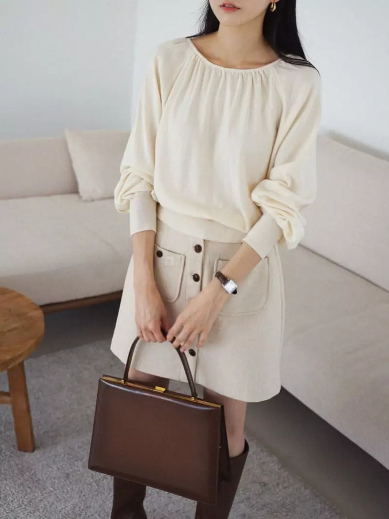 Nan - Korean Women Fashion - #momslook - Shirring Knit Blouse - 11