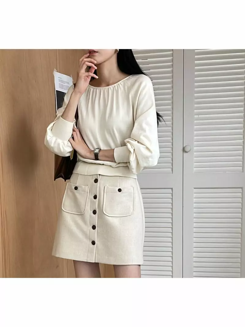 Nan - Korean Women Fashion - #momslook - Shirring Knit Blouse - 5
