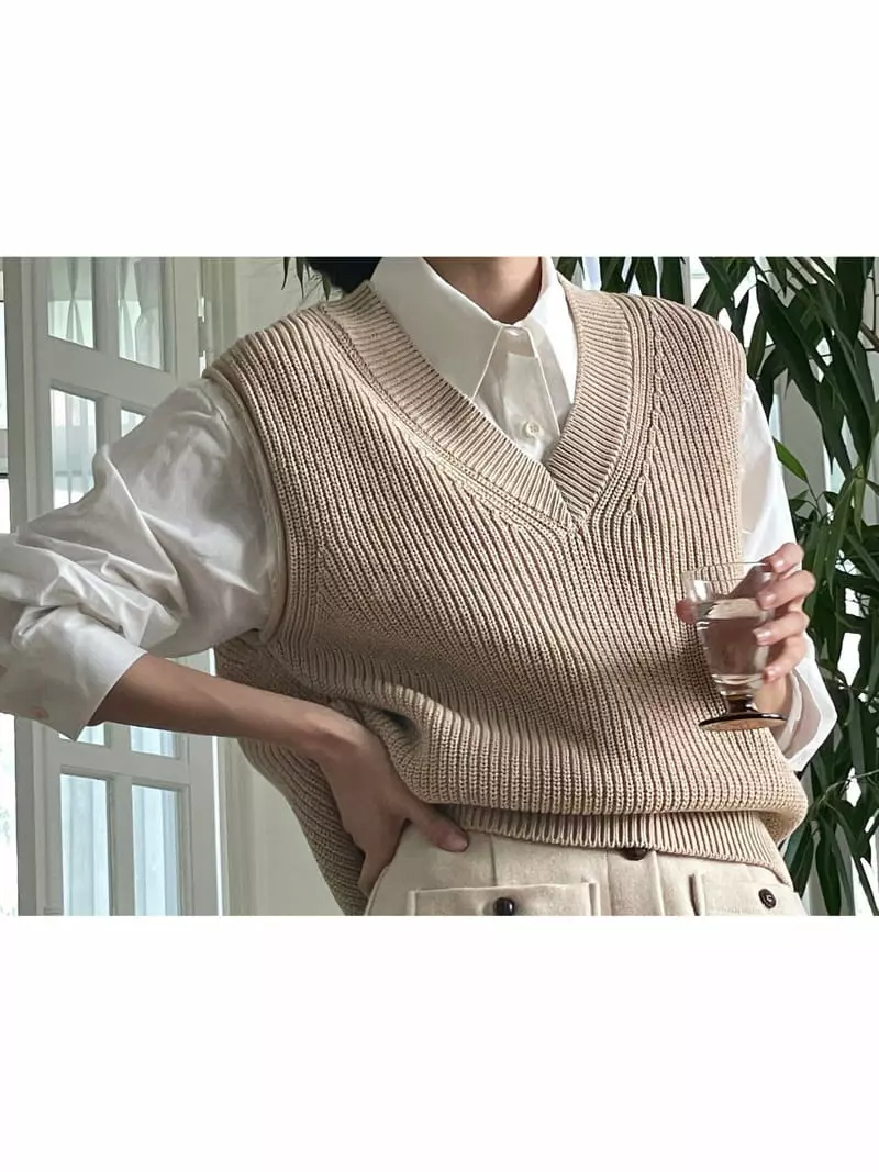 Nan - Korean Women Fashion - #momslook - V Vest - 7