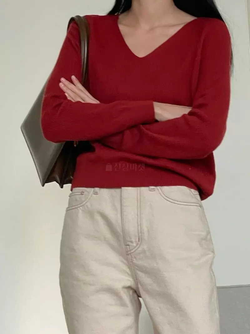 Nan - Korean Women Fashion - #pursuepretty - Niju V Neck Knit Tee